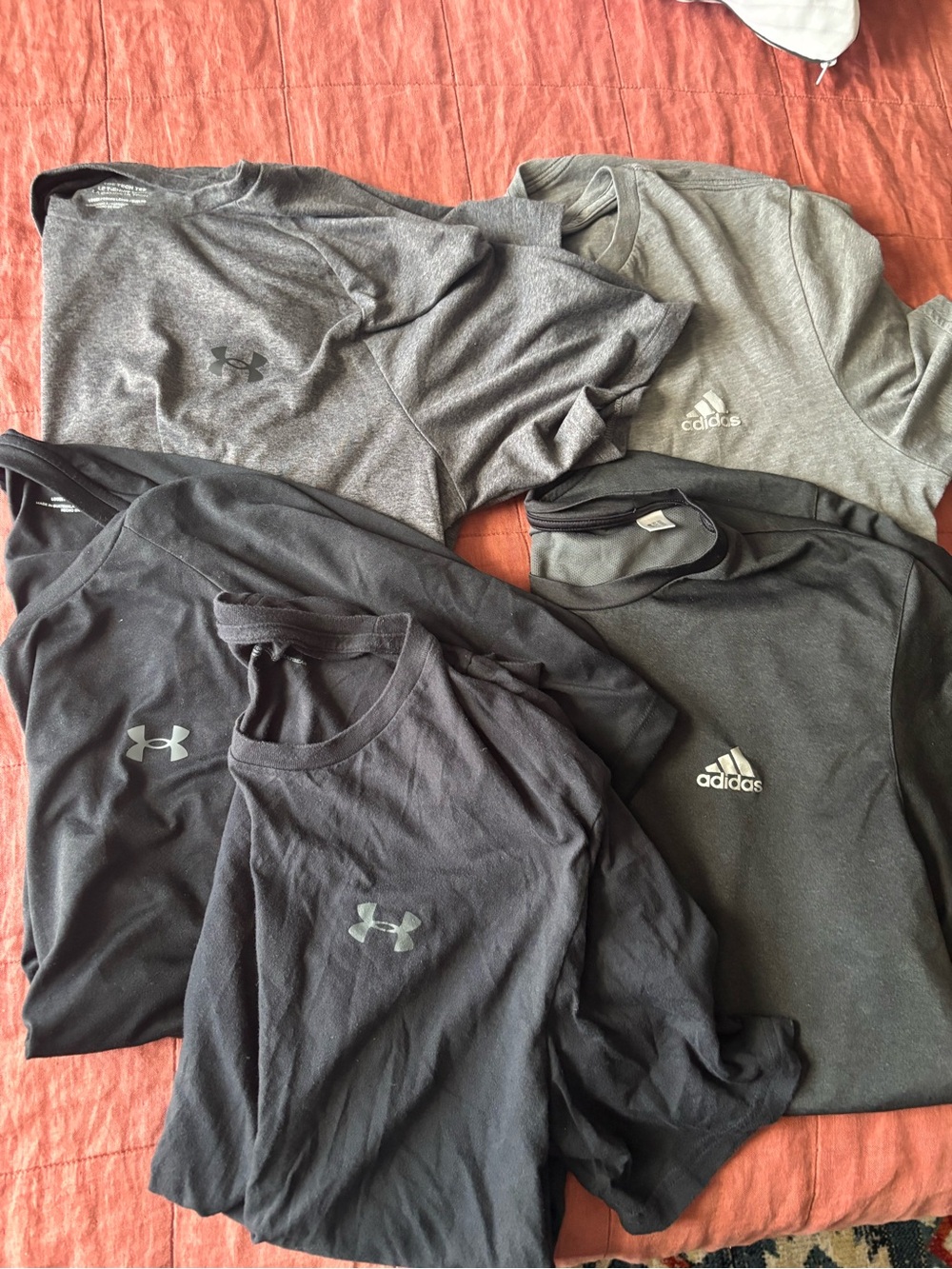 Lot of 5 Under Armour & Adidas Gym Shirts